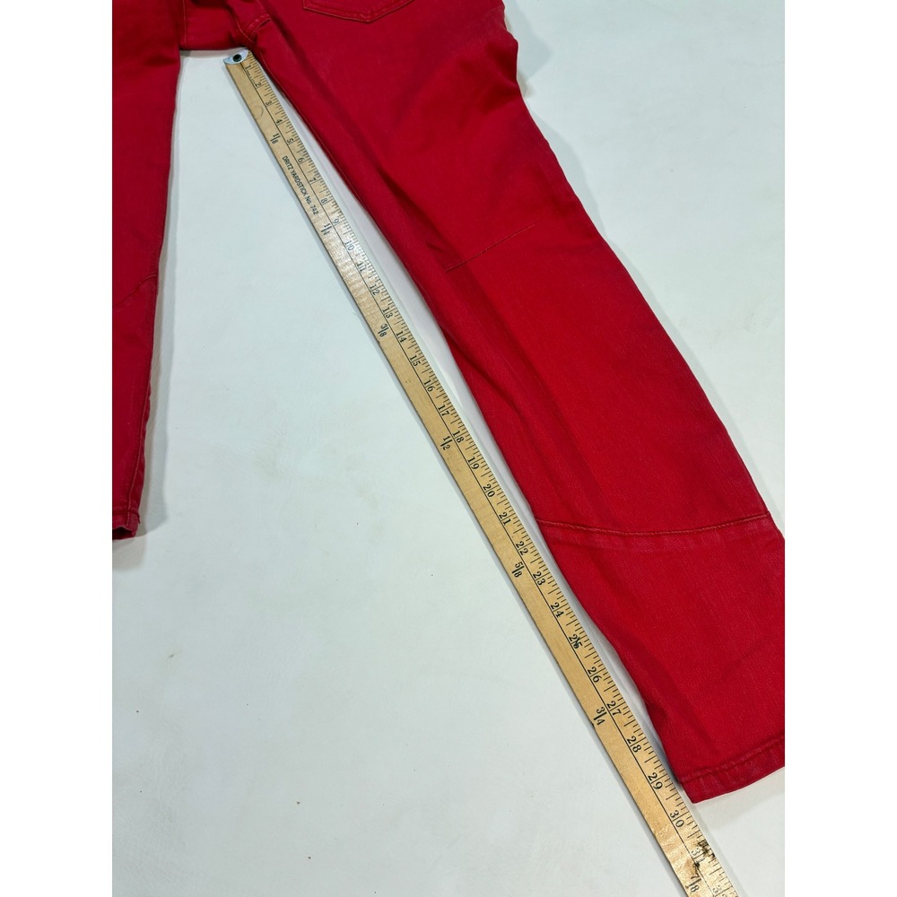 Free People‎ Red Cargo Pants Womens Size 28 Zipper Pockets Moto Style - Picture 11 of 12